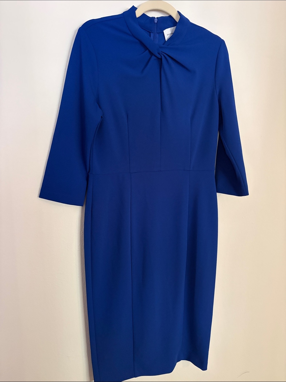 Donna Morgan Cobalt Blue Knot-Neck Long Sleeve Sheath Dress